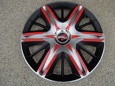 4 Radkappen 15 Zoll Maximus rot Design TEUFEL 