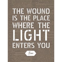 WöRterbuch Zitat Rumi Wunde Licht Tritt GroßEr Druck 46X61 Cm