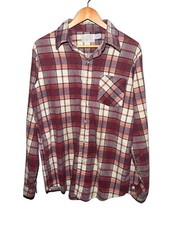 Vtg Sears Perma Prest Button Up Shirt Long Sleeve Red Plaid Men  s Sz Large Tall