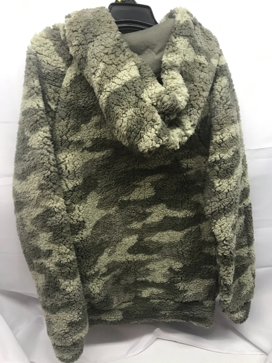Original Use Men s Loose Fit Hooded Faux Sherpa Pullover Restful