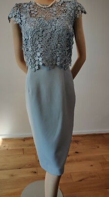 NEW PHASE EIGHT LACE DRESS SIZE UK 10 US LIGHT BLUE RRP £160 UK
