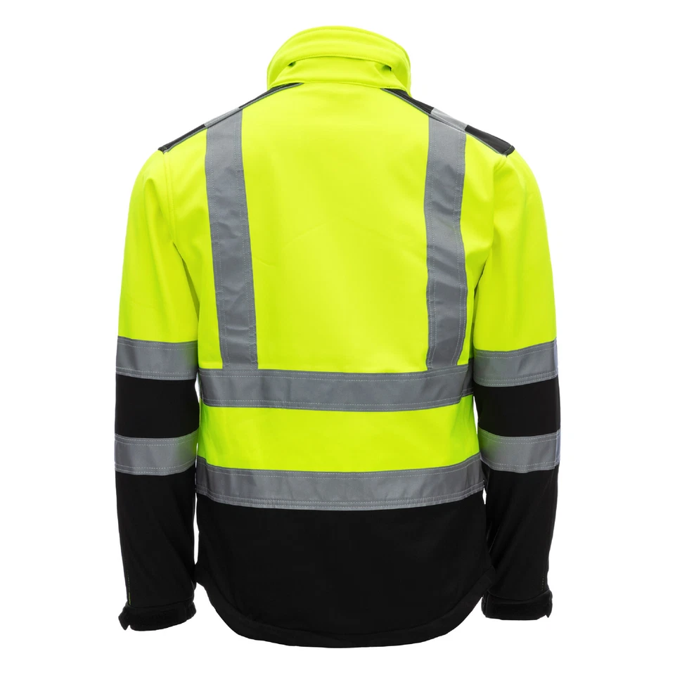 veste softshell haute visibilité, jaune fluo/noir, déperlantes et coupe-vent - Photo 2/4