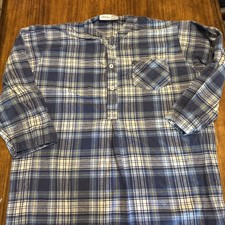 Vermont Country Store Men's Blue Flannel Sleepshirt Size L 100 Cotton
