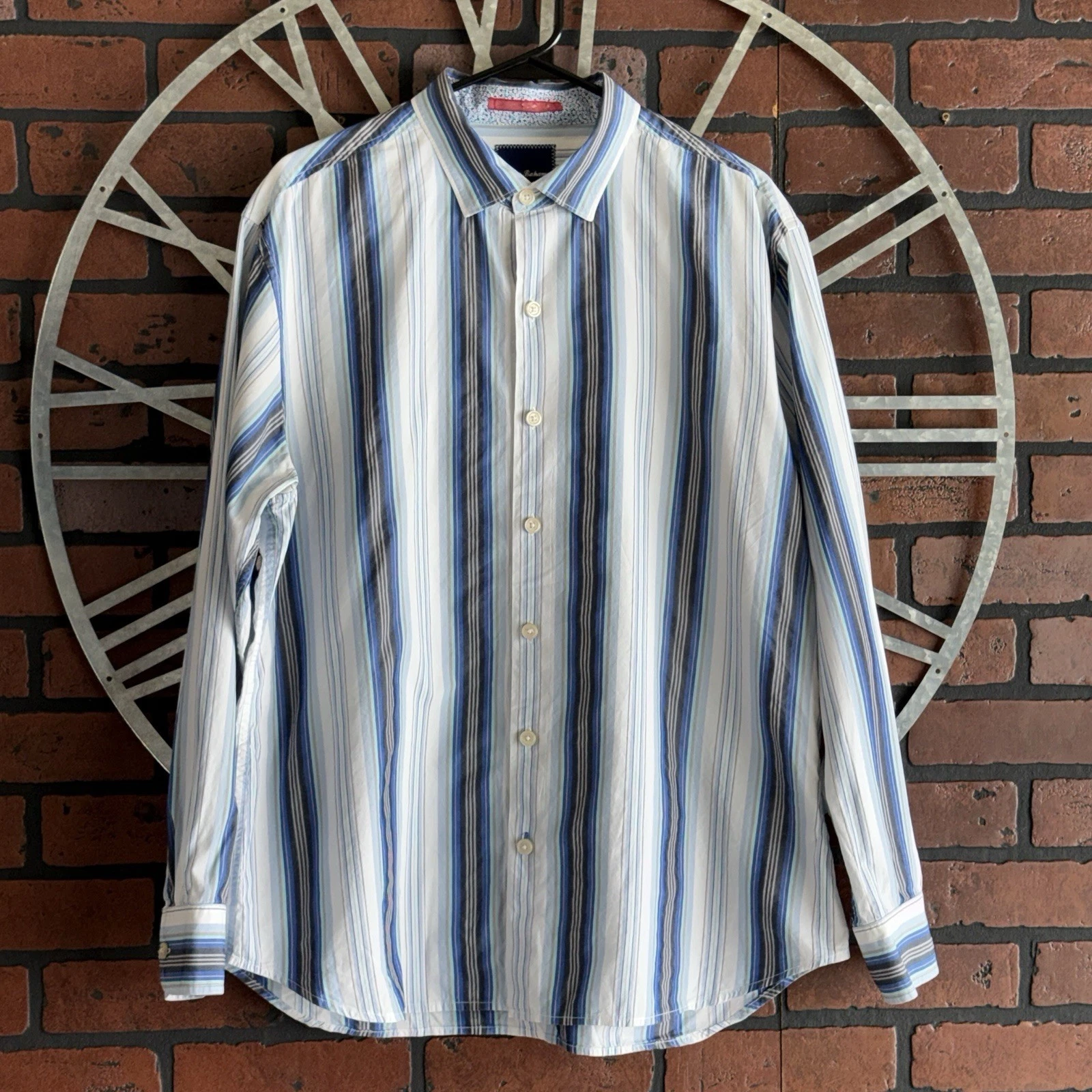 Men’s Tommy Bahama Long Sleeve Striped Button Up Shirt Blue/White Size L