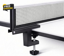 Portable Table Tennis Net and Post Set with Freestanding Supports Black