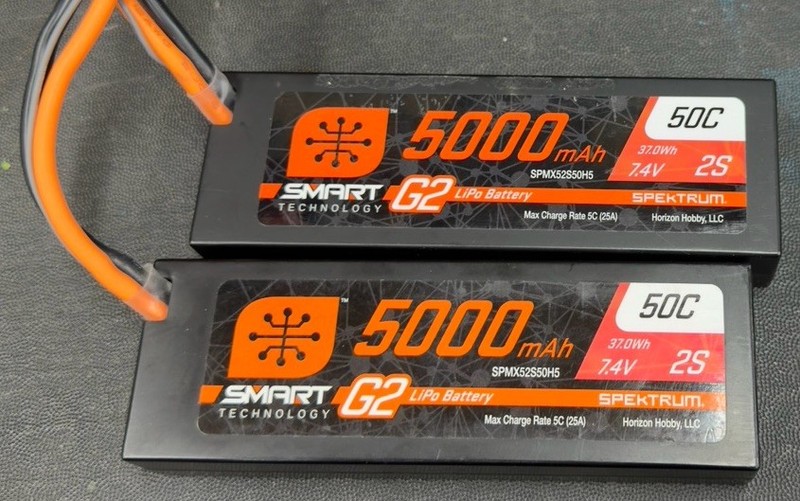 Spektrum SPMX52S50H5 2S G2 50C Hard Case 7.4V 5000mAh IC5 Pair (2) Used