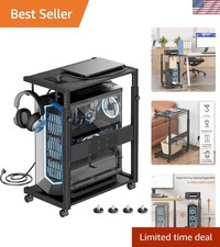 Computer Tower Stand - Adjustable PC Tower Stand CPU Holder Cart with Chargin...