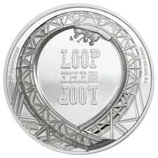 2021 Cook Islands Loop the Loop Ultra High Relief 1 oz Silver Proof $5 Coin