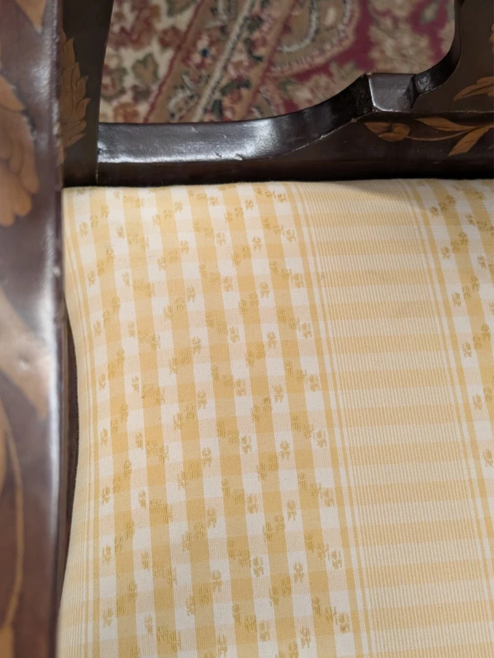 Vintage 19th Century Antique Dutch Mahogany Marquetry Arm / Desk Chair - Image 4 of 4