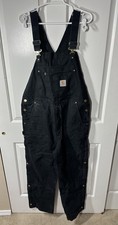 Carhartt 104393 BLK Quilt Lined Duck Bib Overalls Black M Regular