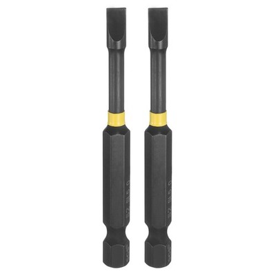 2pcs SL5 Slotted Impact Screwdriver Bits 1/4'' Hex Shank 2.8'' Long Magnetic Bit