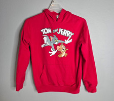 Tom  Jerry Girls Hoodie Red Pullover Size M 7  9 Graphic Cotton Cartoon