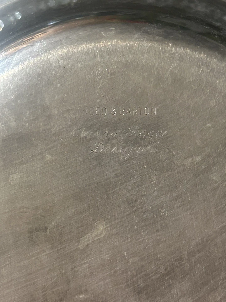 Reed & Barton 经典玫瑰设计糖果盘碗银盘 6.5 阅读  — 第 3/4 张图片