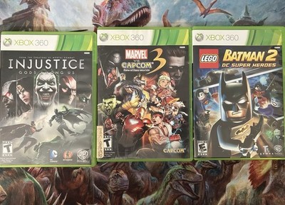 Xbox Superhero Game Lot Marvel vs. Capcom 3, Injustice, Lego Batman 2 CIB