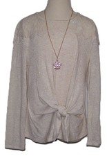 Girls BEAUTEES 2 Pc Ivory Sparkle Gold Lace Sweater Rhinestone Crown Necklace XL