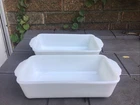 VTG Anchor Hocking 2  Fire King Milk Glass 1QT Loaf Pan / Casserole Dish 1409