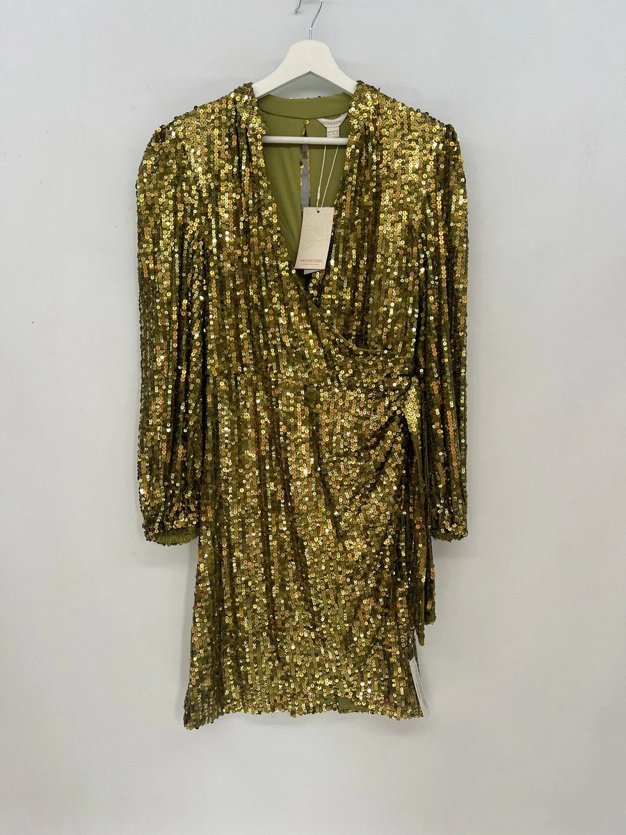 monsoon gold sequin dress Monsoon Sophia Sequin Midi Dress, Gold
