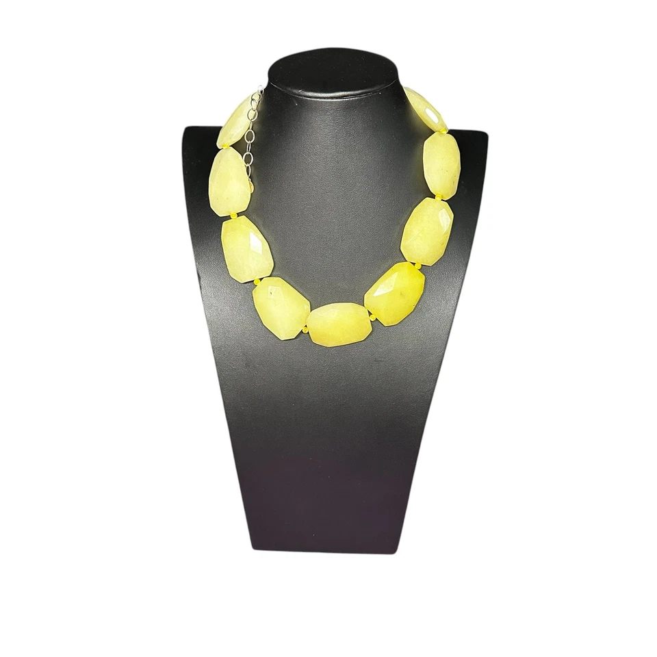 Hotcakes Design Yellow Chalcedony Necklace Faceted Large Stones Sterling Silver - Image 4 of 4