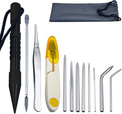 12Pcs Paracord Stitching Set Stainless Steel Lacing Needles FID Knotter Tools