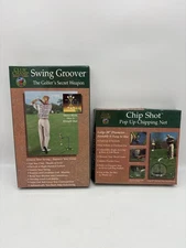 2 CLUB CHAMP Golf Trainers Swing Groover & Chip Shot Pop Up Chipping Net In/Out