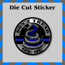 Thin Blue Line Sticker, Don't Tread on Me Die-Cut Vinyl Printed Decal, Police