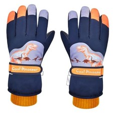 Kids Gloves Winter Waterproof Snow Ski Gloves Small  4-7Year  Yellow Dinosaur