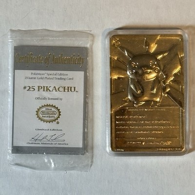 Pokemon 23k Gold Plated PIKACHU Trading card. Come with COA. Nintendo 