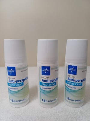 Sale! Set of 3 Medline Anti-Perspirant Roll-On Fresh Scent 1,5 oz, exp 05/27 New
