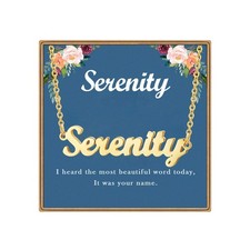Custom Name Necklace, Serenity Name Plate Pendant Necklace Pre Gifts, Charm Neck