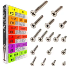 EEEEE Self Tapping Screws Assortment Kit 528pcs Assorted SAE Flat Head 