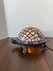 Vintage Tiffany Style Tortoise Lamp Small Stained Glass Turtle Desk Lamp