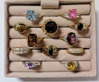 Vintage Costume Jewelry Rings, Lot of 12 Sterling Silver & HGE