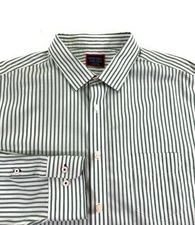 UNTUCKit Men's Sachsen Wrinkle Free Relaxed Fit Pocket Green Stripe Shirt XXL