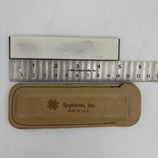 Spyderco Dual Sided Pocket Sharpening Stone w/ Tan Leather Sheath Made In USA