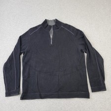 Tommy Bahama Reversible 1/4 Zip Sweater Mens 2XL Black Embroidery Pullover