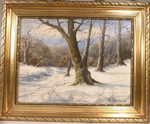 EINAR LANDBERG! WINTER LANDSCAPE WITH NAKED TREES.