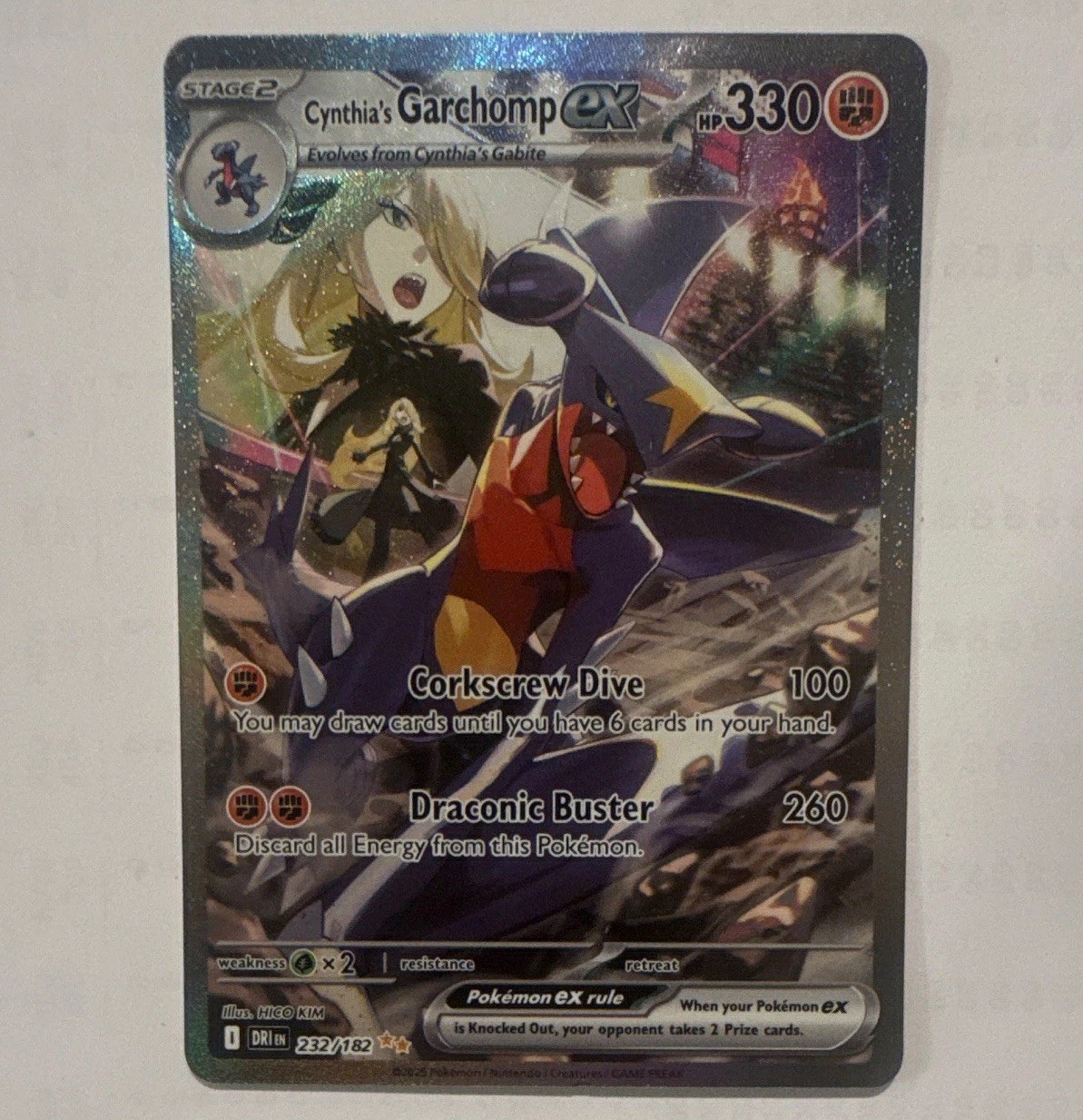 Pokemon TCG Cynthia's Garchomp ex 232/182 Destined Rivals SIR Holo EN