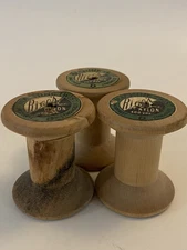 3 Vintage Empty Rice’s Machine Twist Wooden Spools Collectible Used 2” Tall
