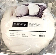 Hudson 43 16" Round Ultra-Plush Premium Pillow Insert With Zippered Woven Cover