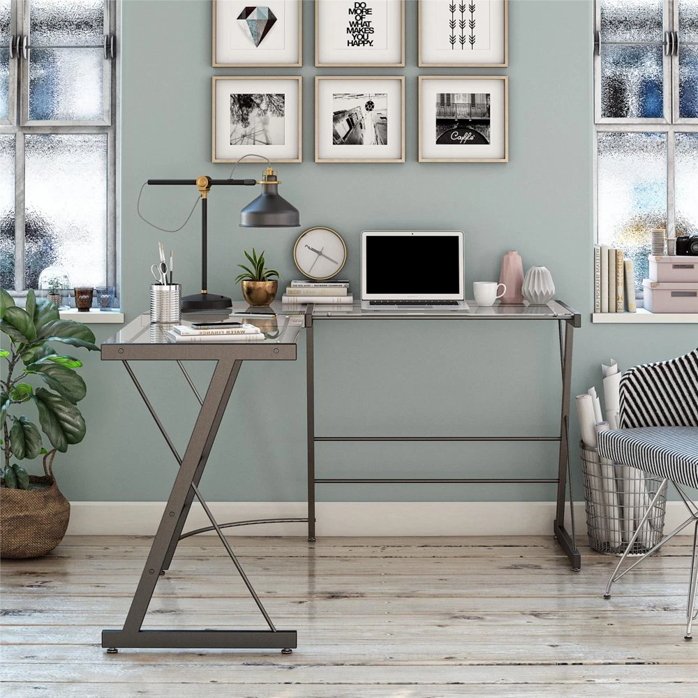 Large glass computer sale desk