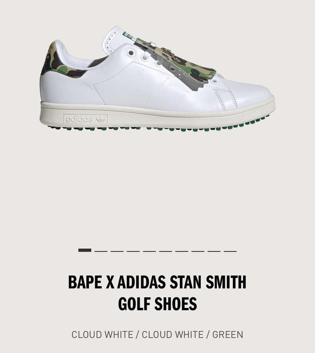 BAPE X ADIDAS STAN SMITH GOLF SHOES 11.5 M White & Camo ~A BAPE X ADIDAS STAN SMITH GOLF SHOES 11.5 M White & Camo ~A