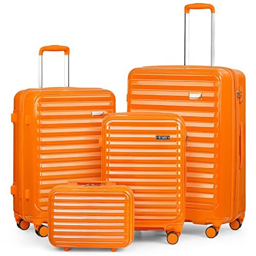 Luggage Suitcase 4 Piece Set expandable (only 28”) ABS+PC 4 piece set orange