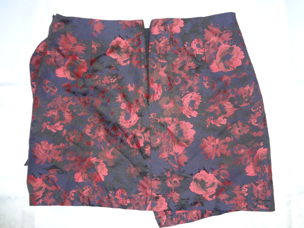 S wrap flower skirt mini ブラック Glora Satin Floral Mini Skirt • Shop American Threads