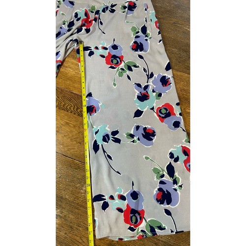 Elevenses Anthropologie Wide Leg Floral Pants Sz 14 Gray Lavender Navy - 第 13/18 張圖片