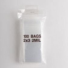 100 2" x 3" Clear Reclosable Zip Seal Bag Plastic 2 Mil Lock Bags Jewelry Zipper