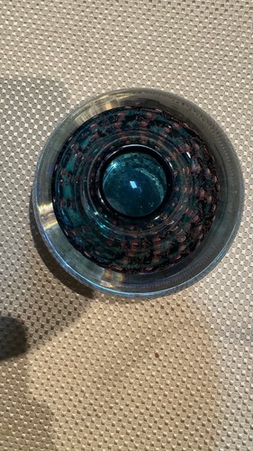 Studio Art Glass Signed by MARK J SUDDUTH Turquoise w/ Copper Fleck Bowl 5 1/2" - Picture 14 of 17