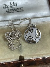 Sterling Silver Vintage Necklace Pendant Celtic Disc Shield Symbol 925 52cm