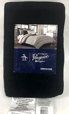 Original Penguin REED New $49 BLACK Quilted Euro Sham European Pillow Case NWT