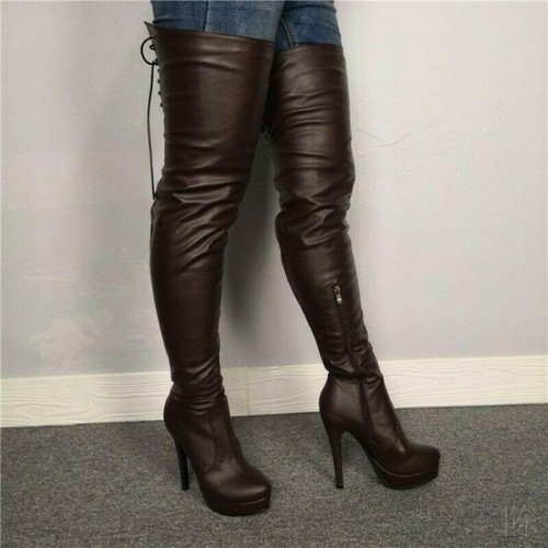 Mujer Punta Redonda Plataforma Zapato Sobre la Rodilla Botas Altas Del Muslo  Fiesta Tamaño 45/46/47 | eBay