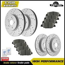 Front Rear Drilled Disc Brake Rotors Ceramic Pads For 2017- 2021 2022 Honda CR-V